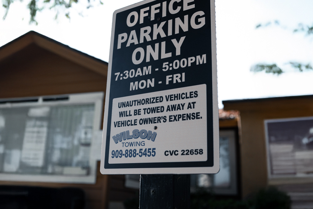 Parking-Enforcement-Services-Wilson-Towing-San-Bernardino-Sign Parking Enforcement Services San Bernardino Wilson Towing Sign